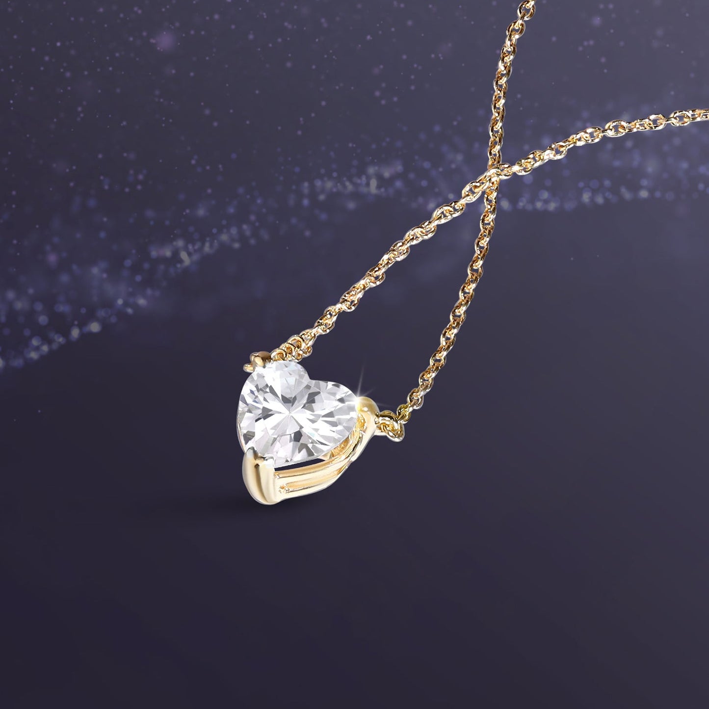Solitaire Heart Pendant Necklace - Medium