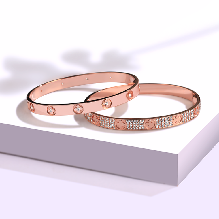 La Fleur 12-Diamonds 5mm Round Bangle