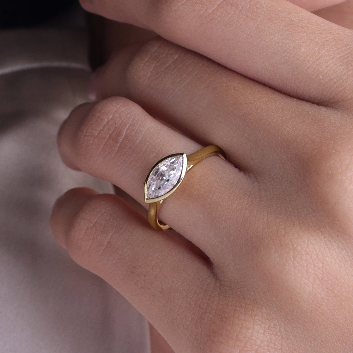 Marquise East-West Bezel Ring