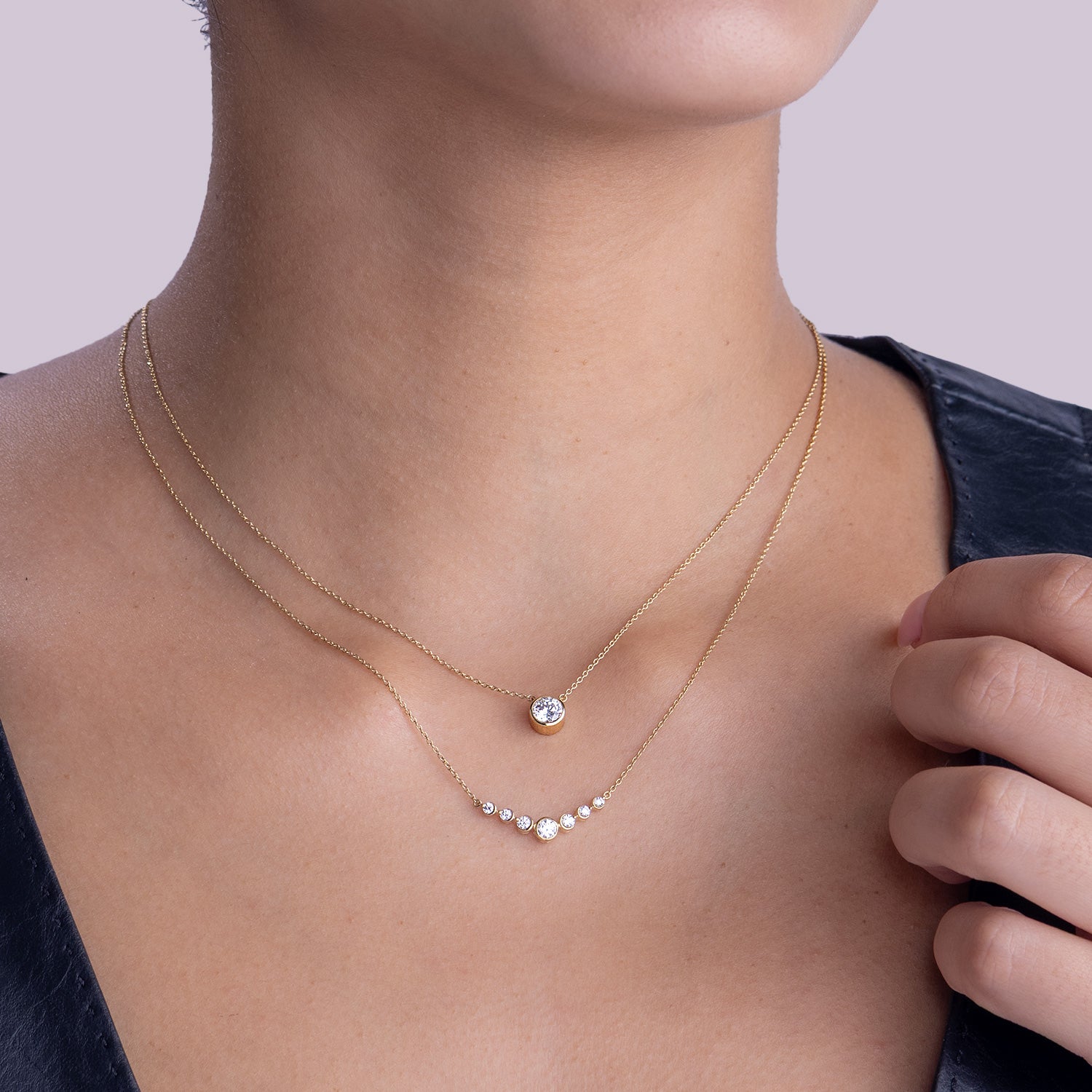 Graduated Bezel Necklace