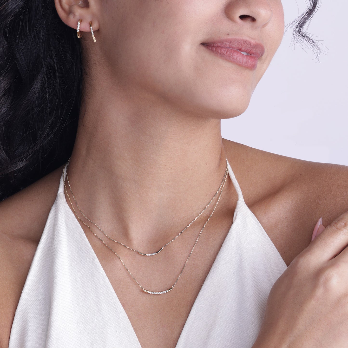 Arc Pave Bar Necklace