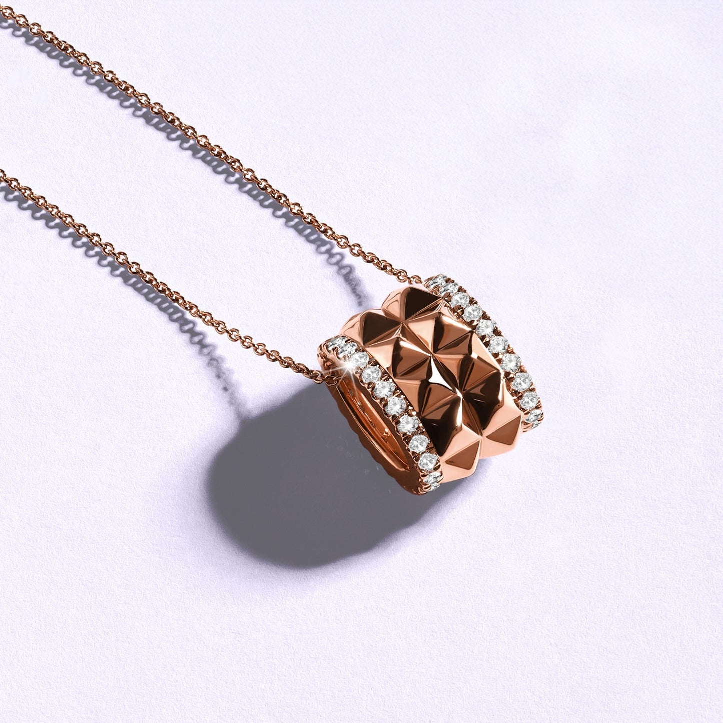 Two-Tier Pyramid Diamond Pendant Necklace
