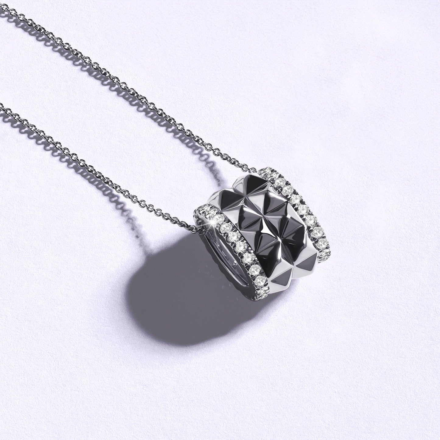 Two-Tier Pyramid Diamond Pendant Necklace