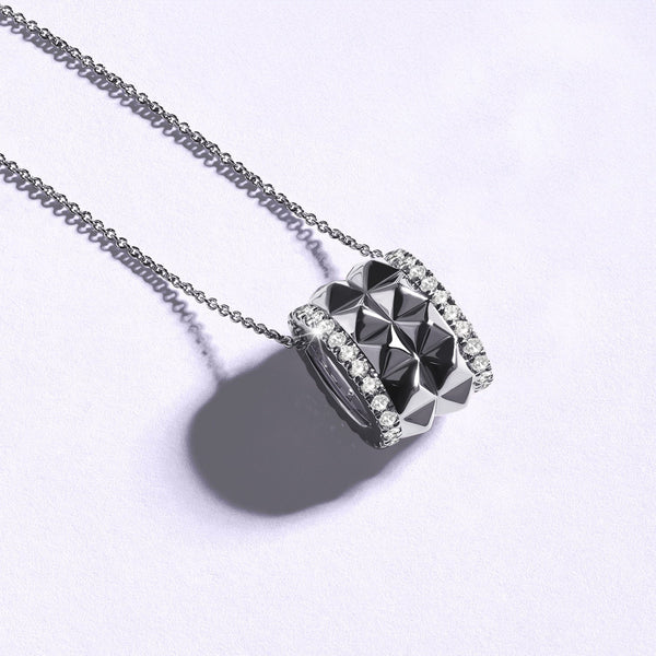 Two-Tier Pyramid Diamond Pendant Necklace