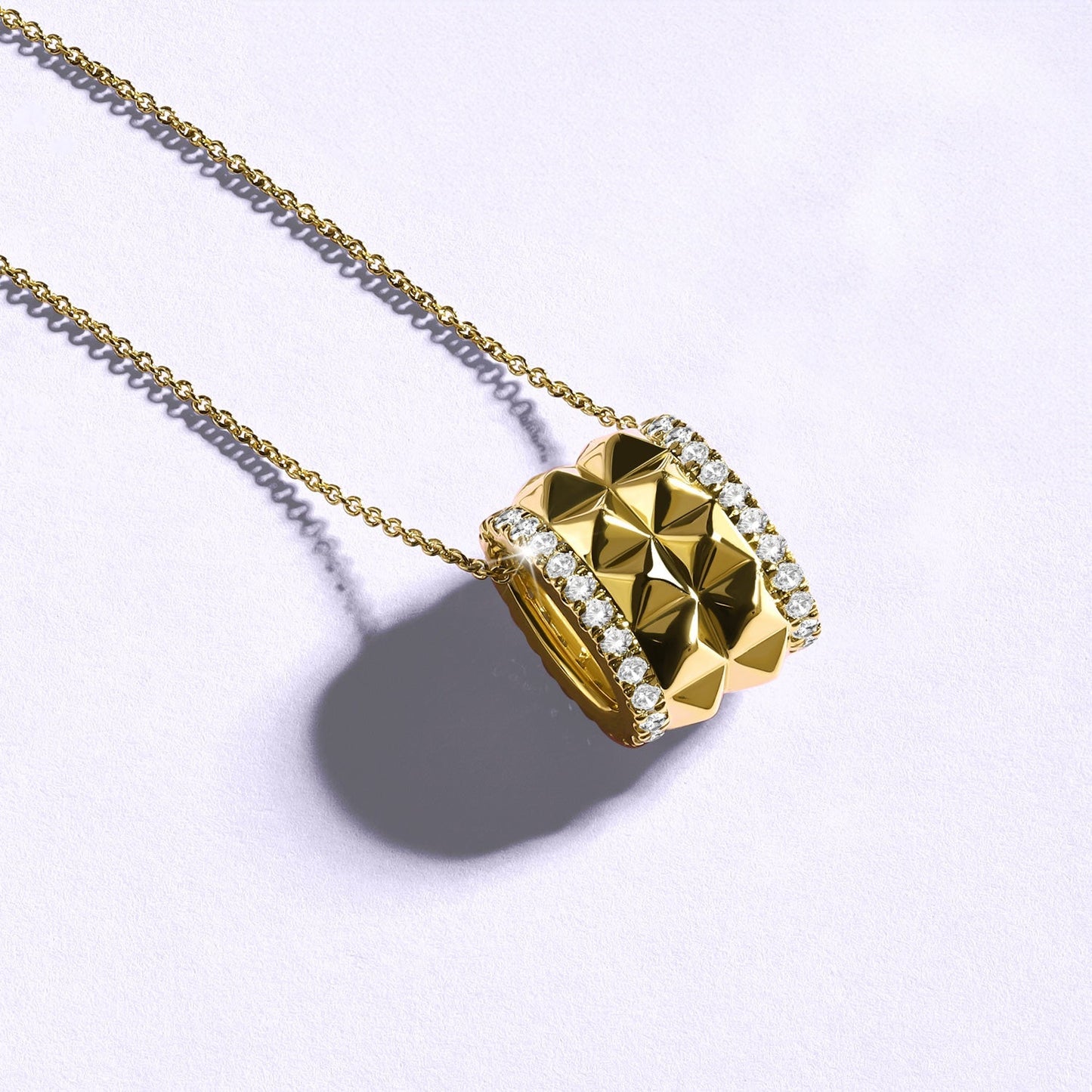 Two-Tier Pyramid Diamond Pendant Necklace