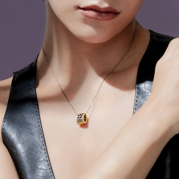 Two-Tier Pyramid Diamond Pendant Necklace