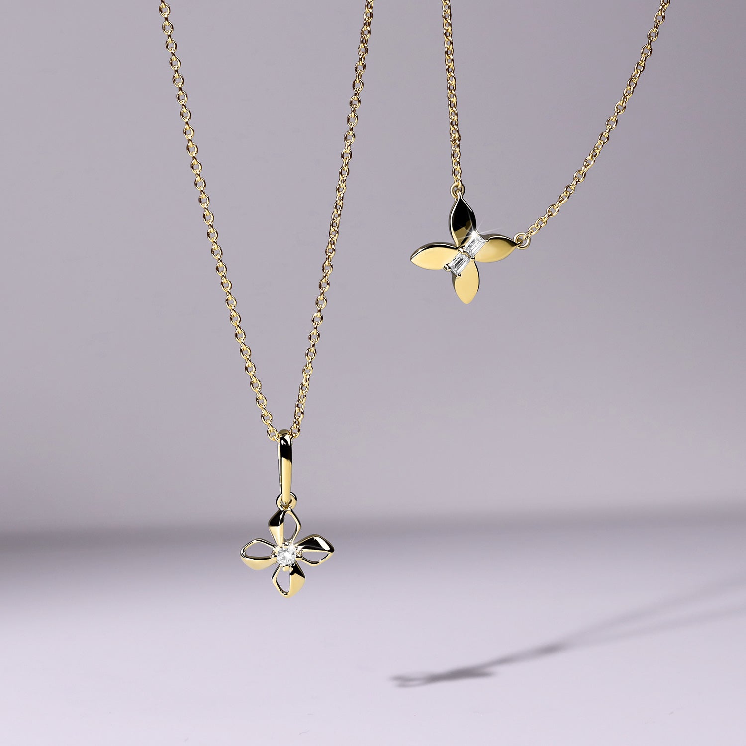 Butterfly Baguette Pendant Necklace