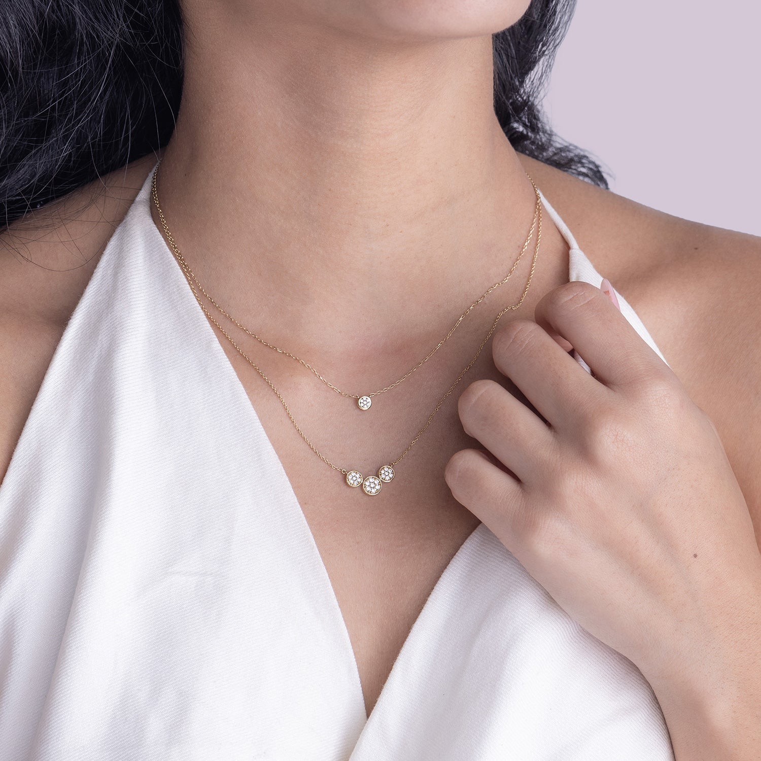 Radiant Trio Bezel Pendant Necklace