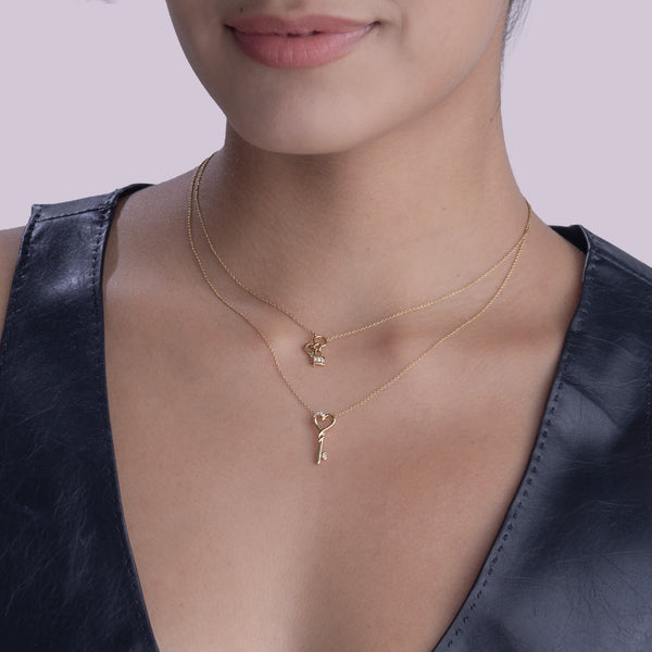 Twisted Heart Key Pendant