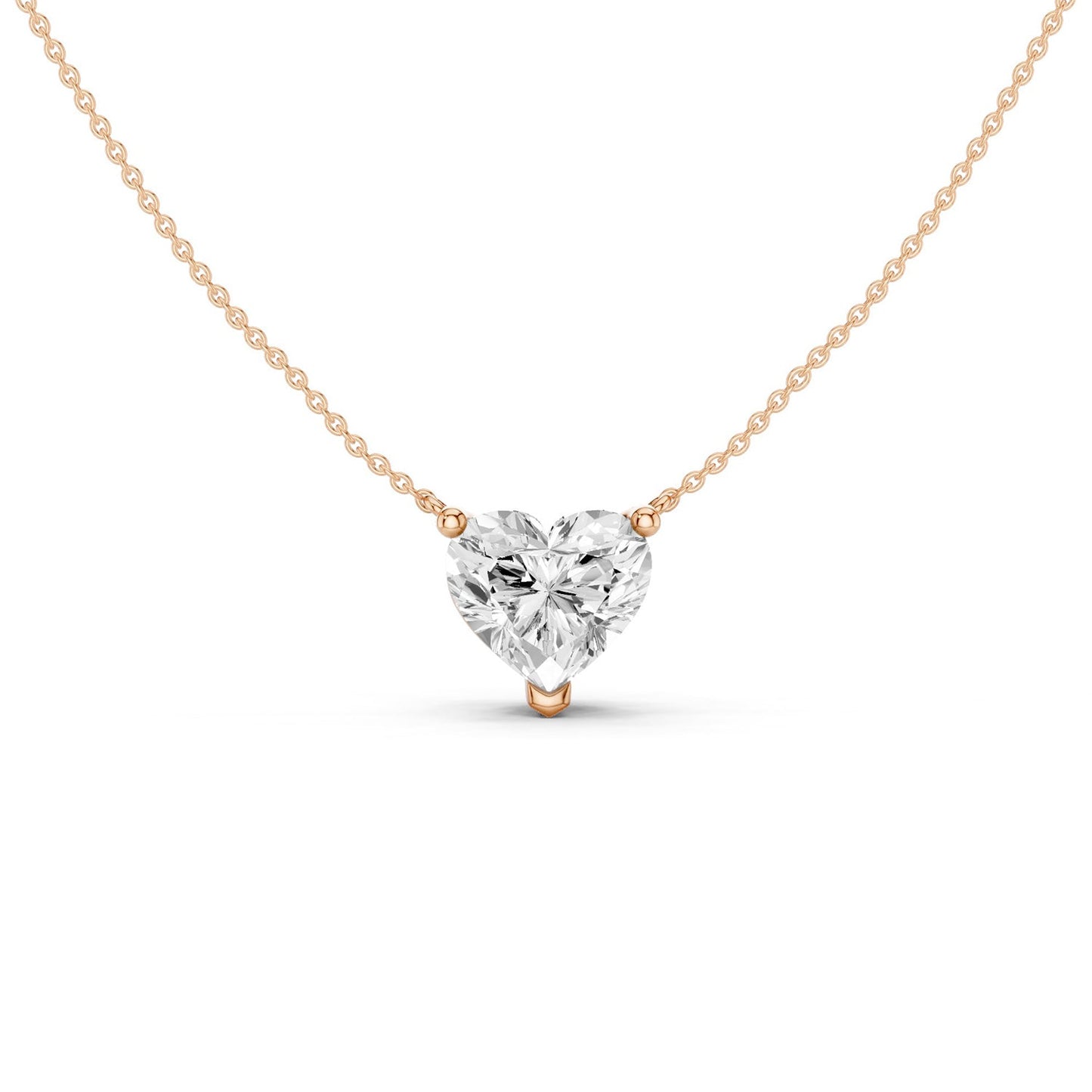 Solitaire Heart Pendant Necklace - Medium