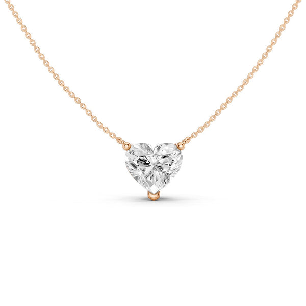 Solitaire Heart Pendant Necklace - Medium