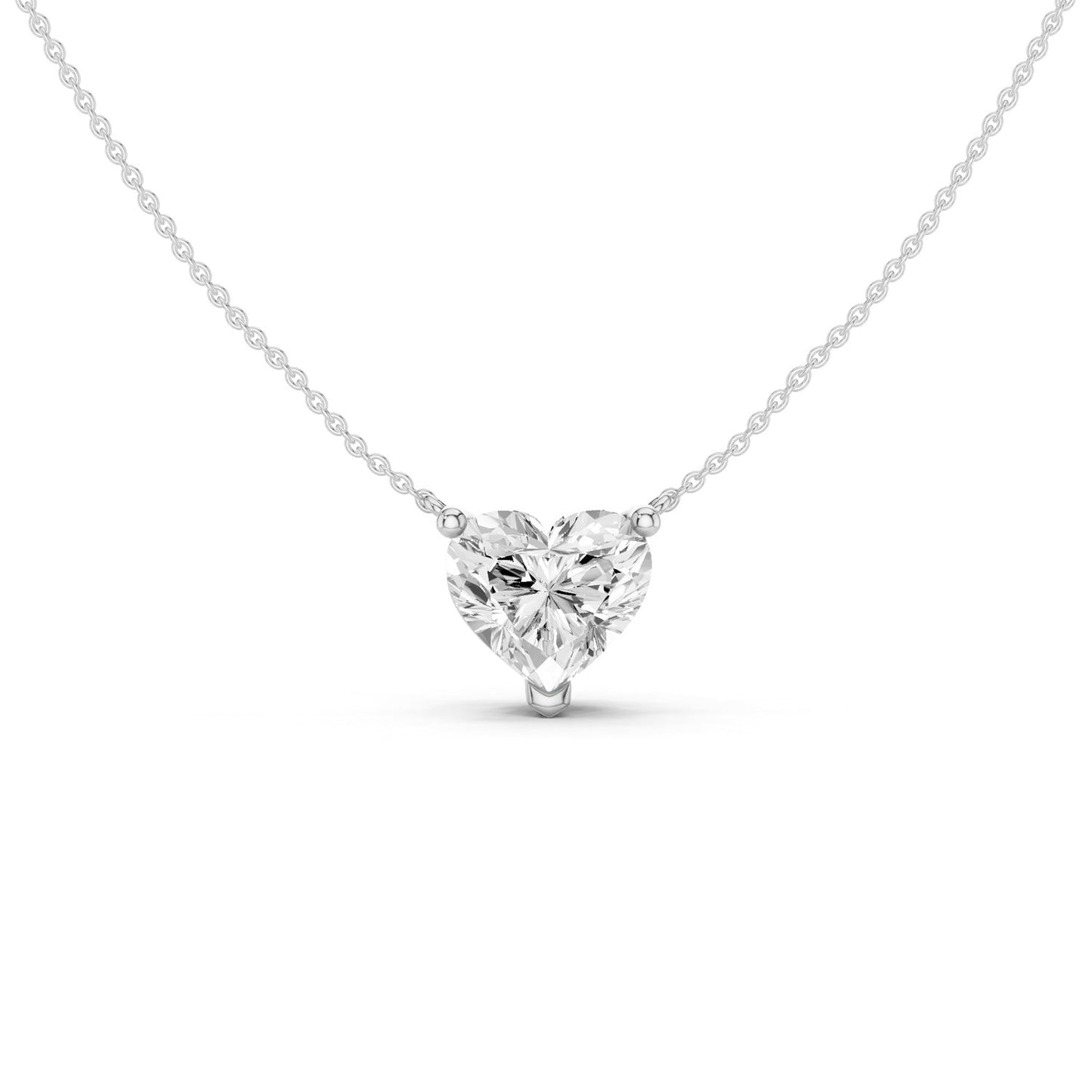 Solitaire Heart Pendant Necklace - Medium