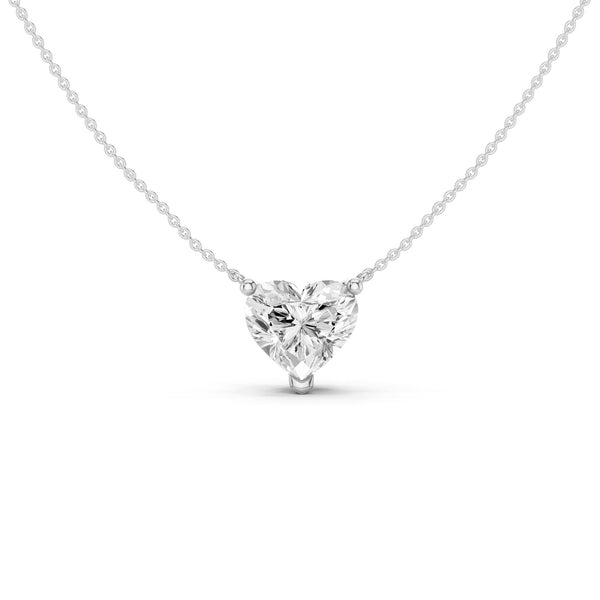 Solitaire Heart Pendant Necklace - Medium
