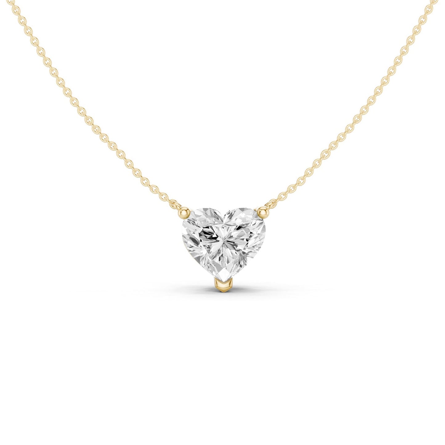 Solitaire Heart Pendant Necklace - Medium