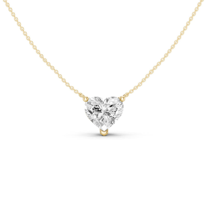 Solitaire Heart Pendant Necklace - Medium