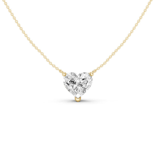 Solitaire Heart Pendant Necklace - Medium