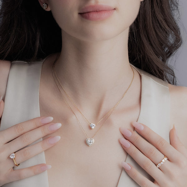 Solitaire Heart Pendant Necklace - Medium