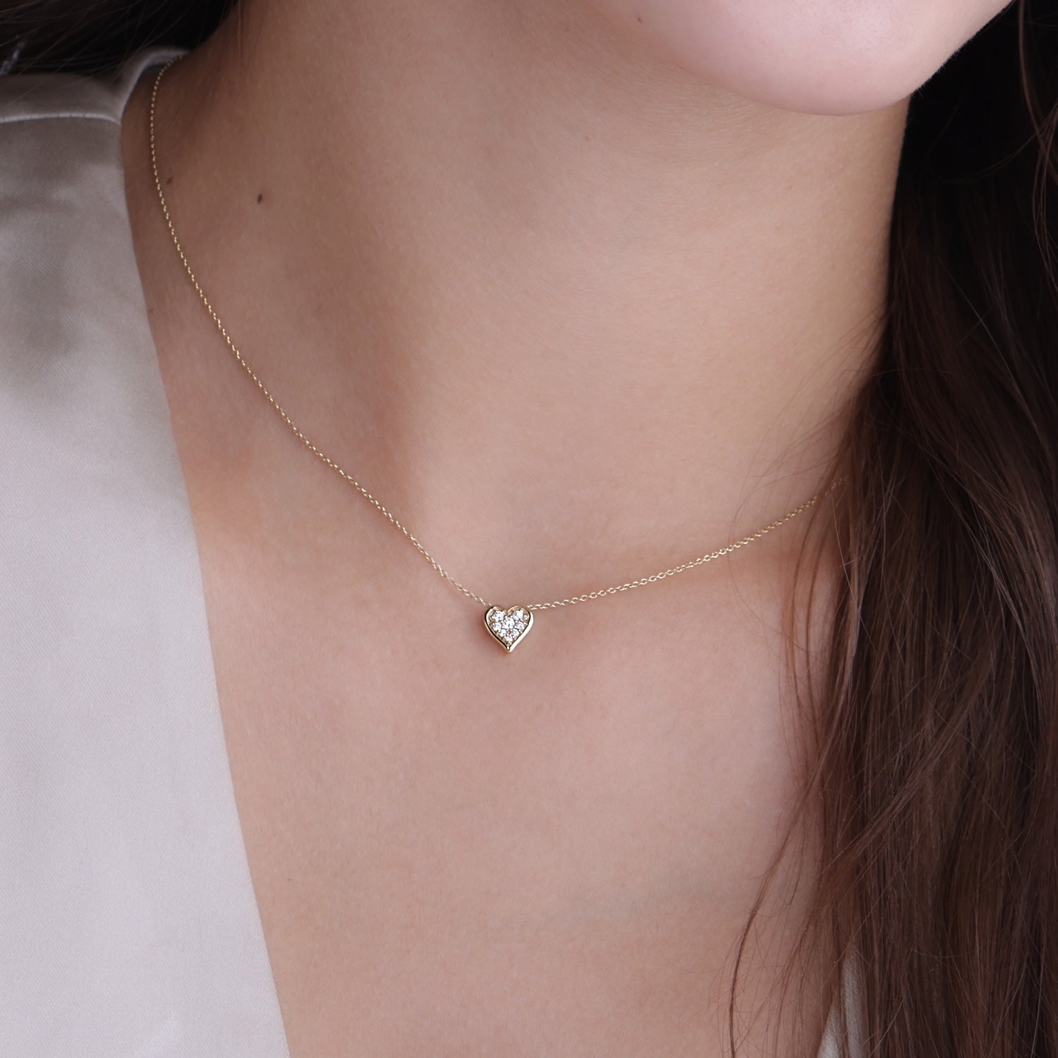 Bezel-Framed Heart Cluster Necklace
