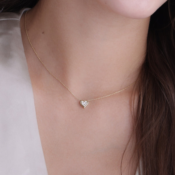 Bezel-Framed Heart Cluster Necklace