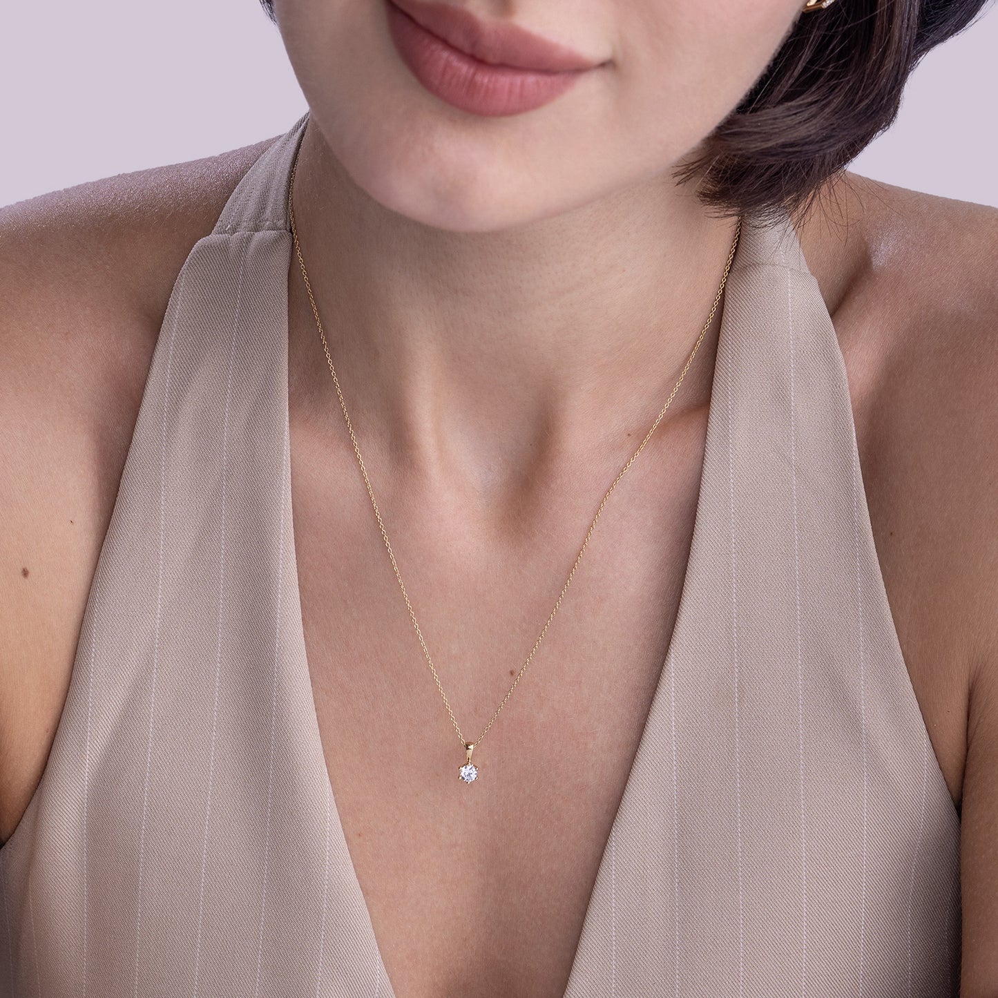 Six-Prong Crowned Pendant