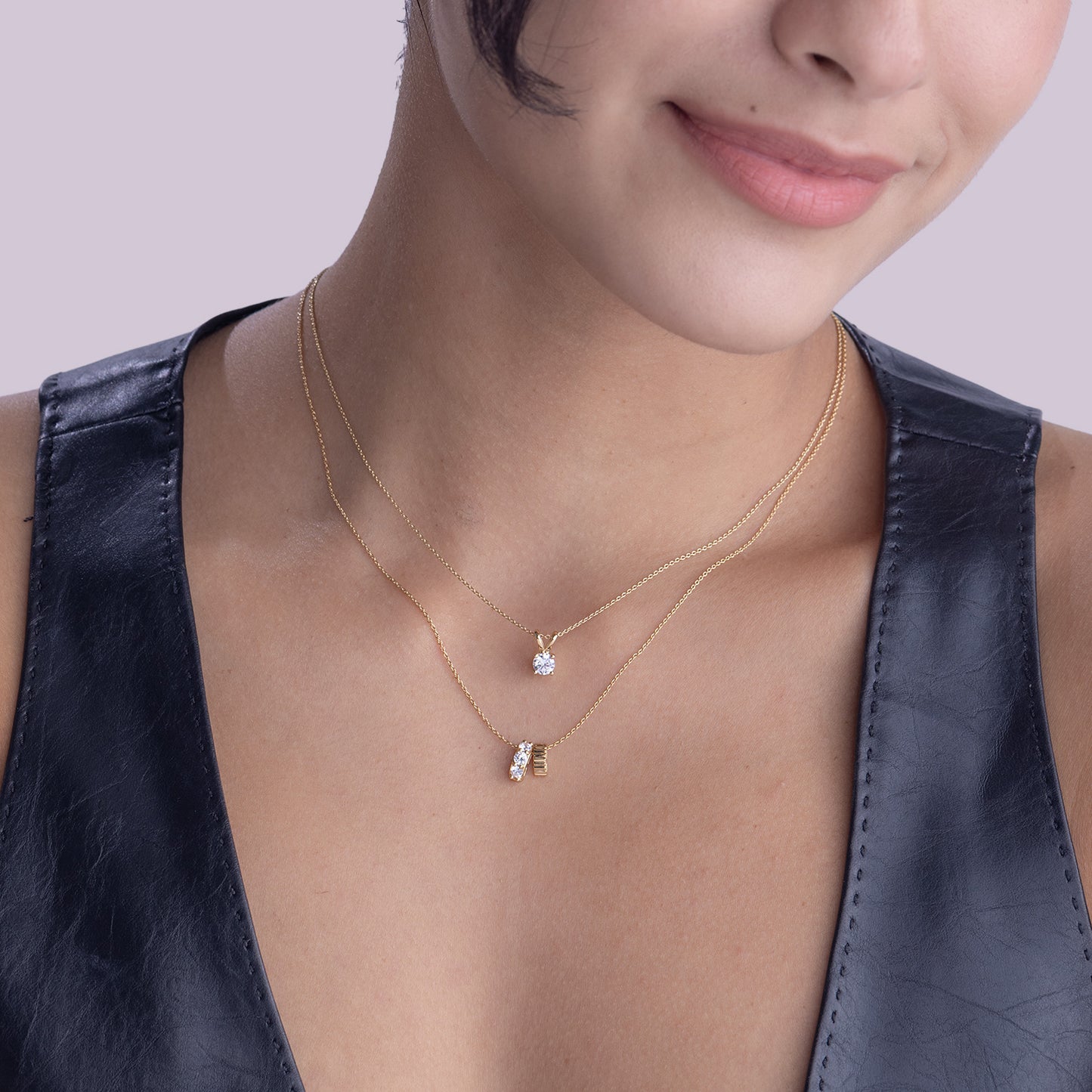 Round Solitaire V-Bail Pendant