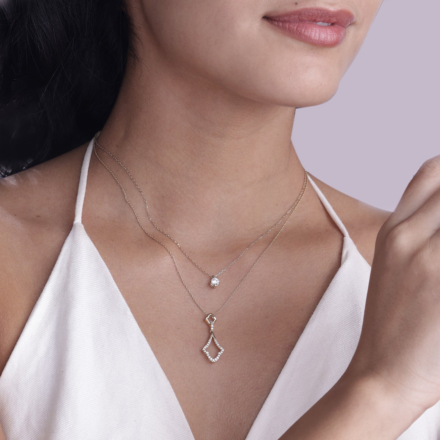 Twin Arc Solitaire Pendant