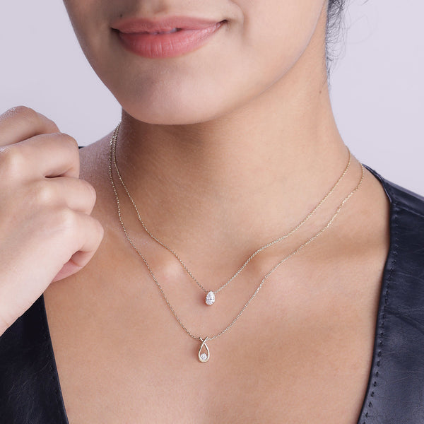 Floating Pear-Cut Necklace