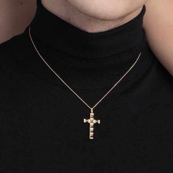 Pyramid Cross Diamond Pendant Necklace
