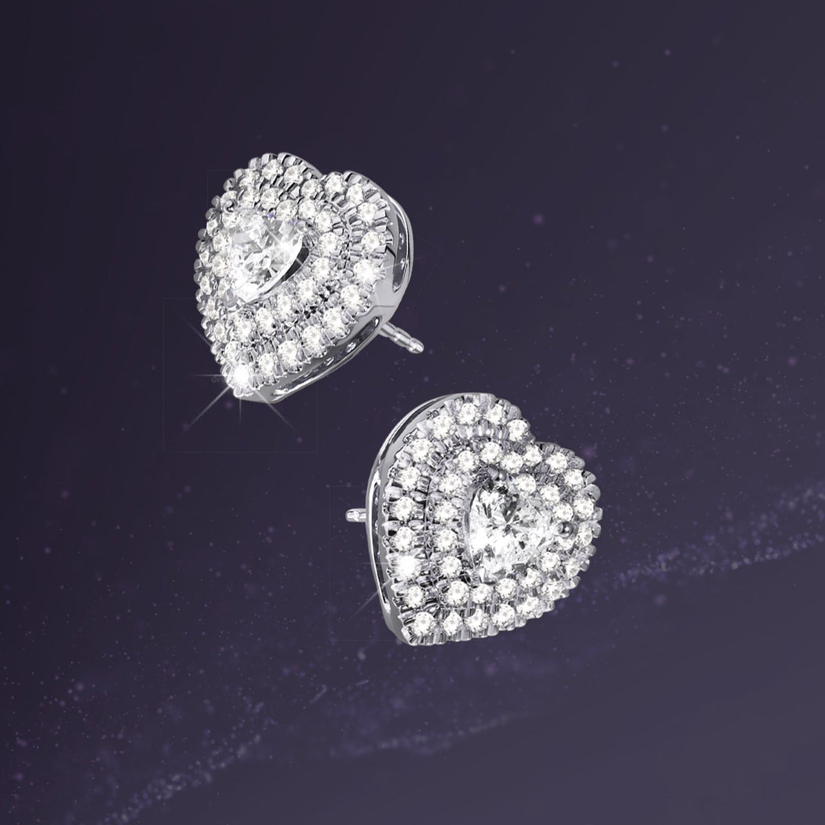 Luxe Heart-Cut Double Halo Studs