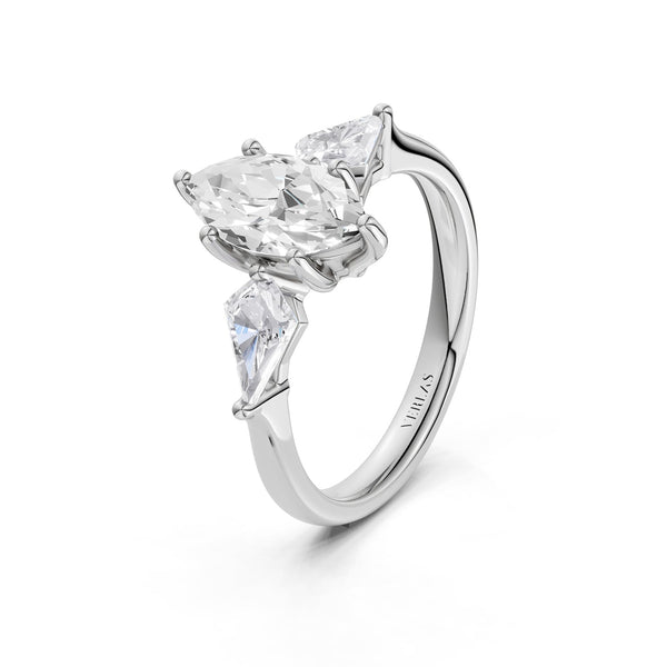 Marquise-Cut Kite Trinity Ring