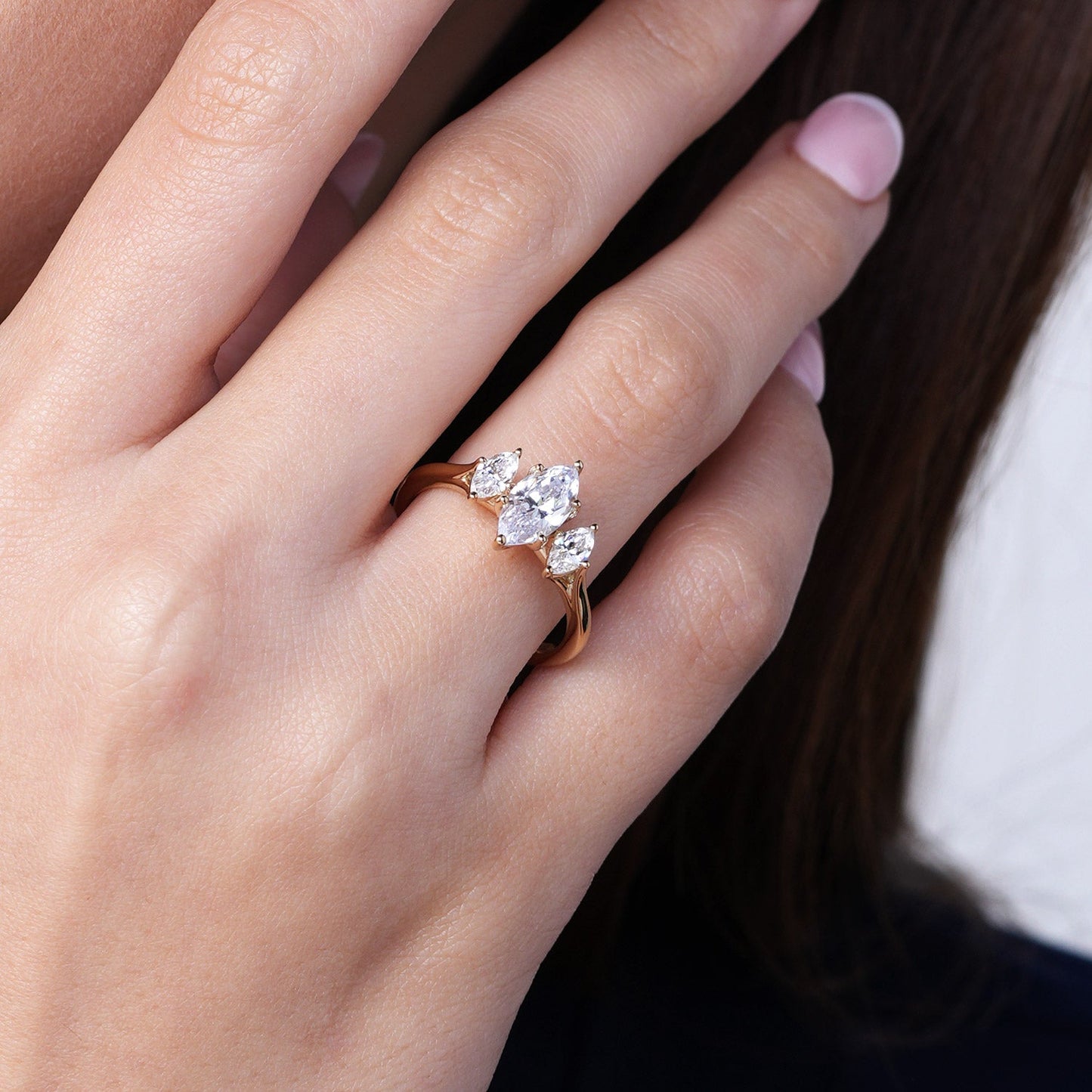 Marquise-Cut Trinity Vows Ring