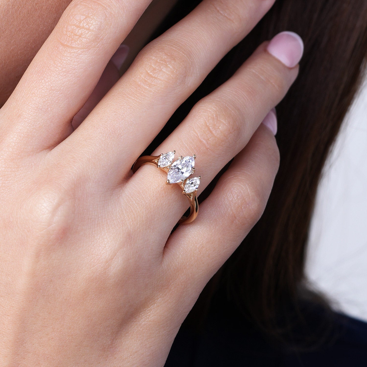 Marquise-Cut Trinity Vows Ring