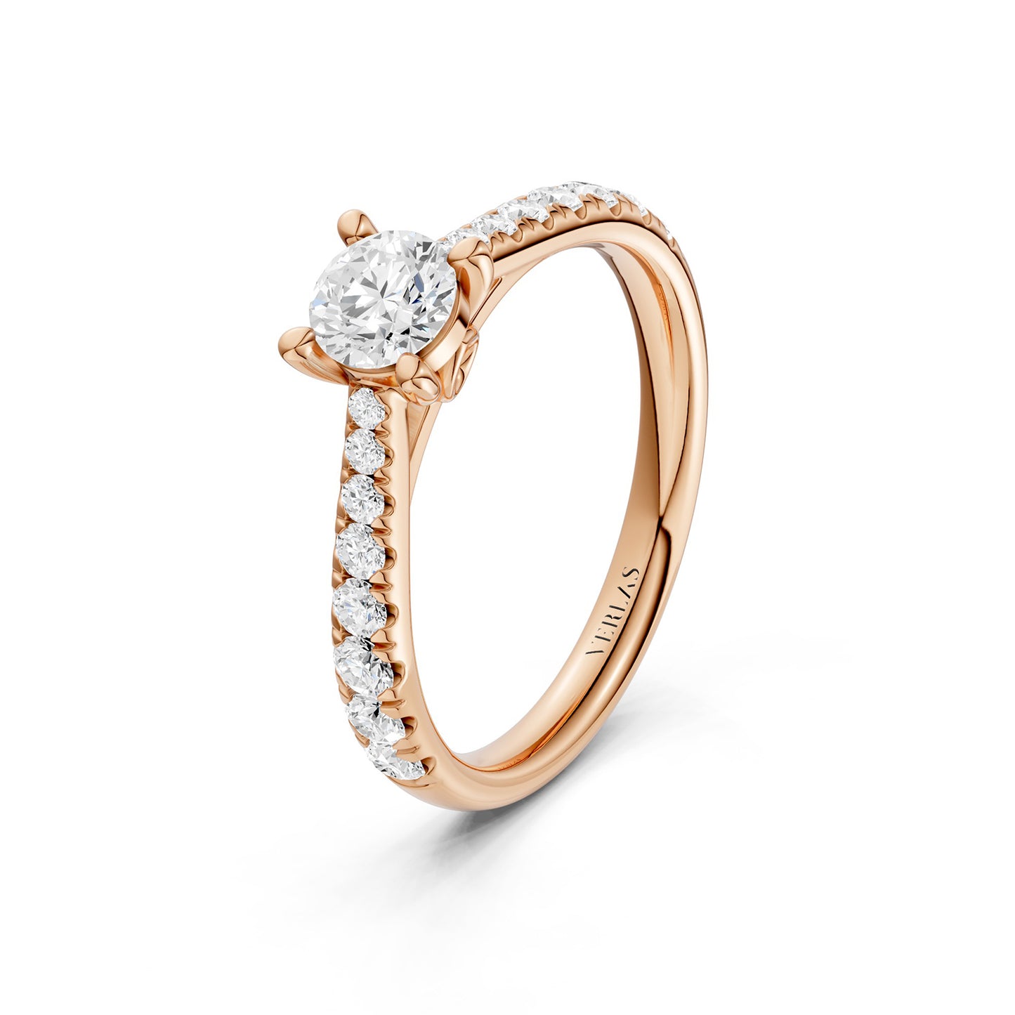 Tapering Round Solitaire Ring