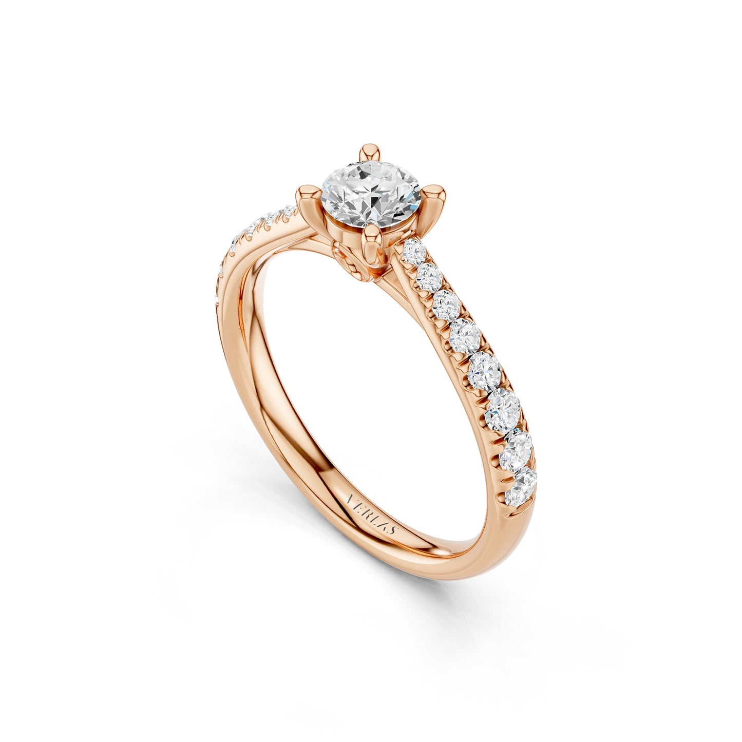Tapering Round Solitaire Ring