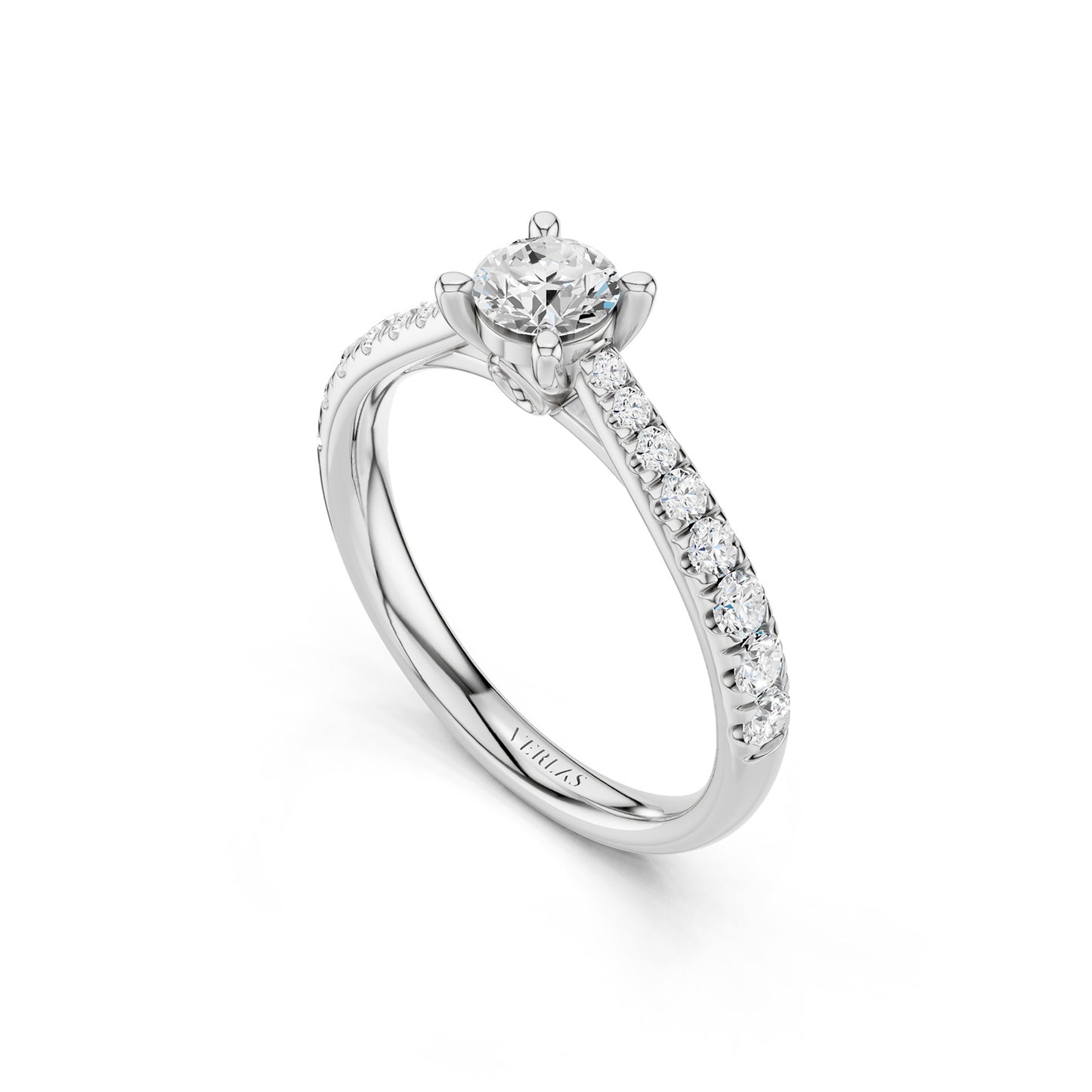 Tapering Round Solitaire Ring