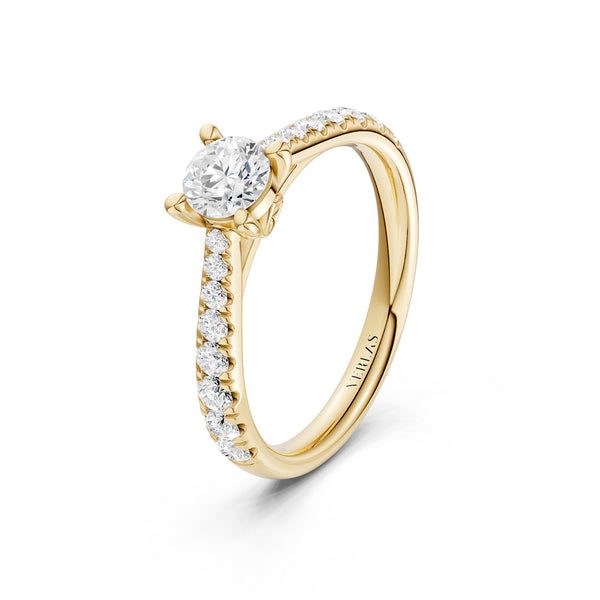 Tapering Round Solitaire Ring