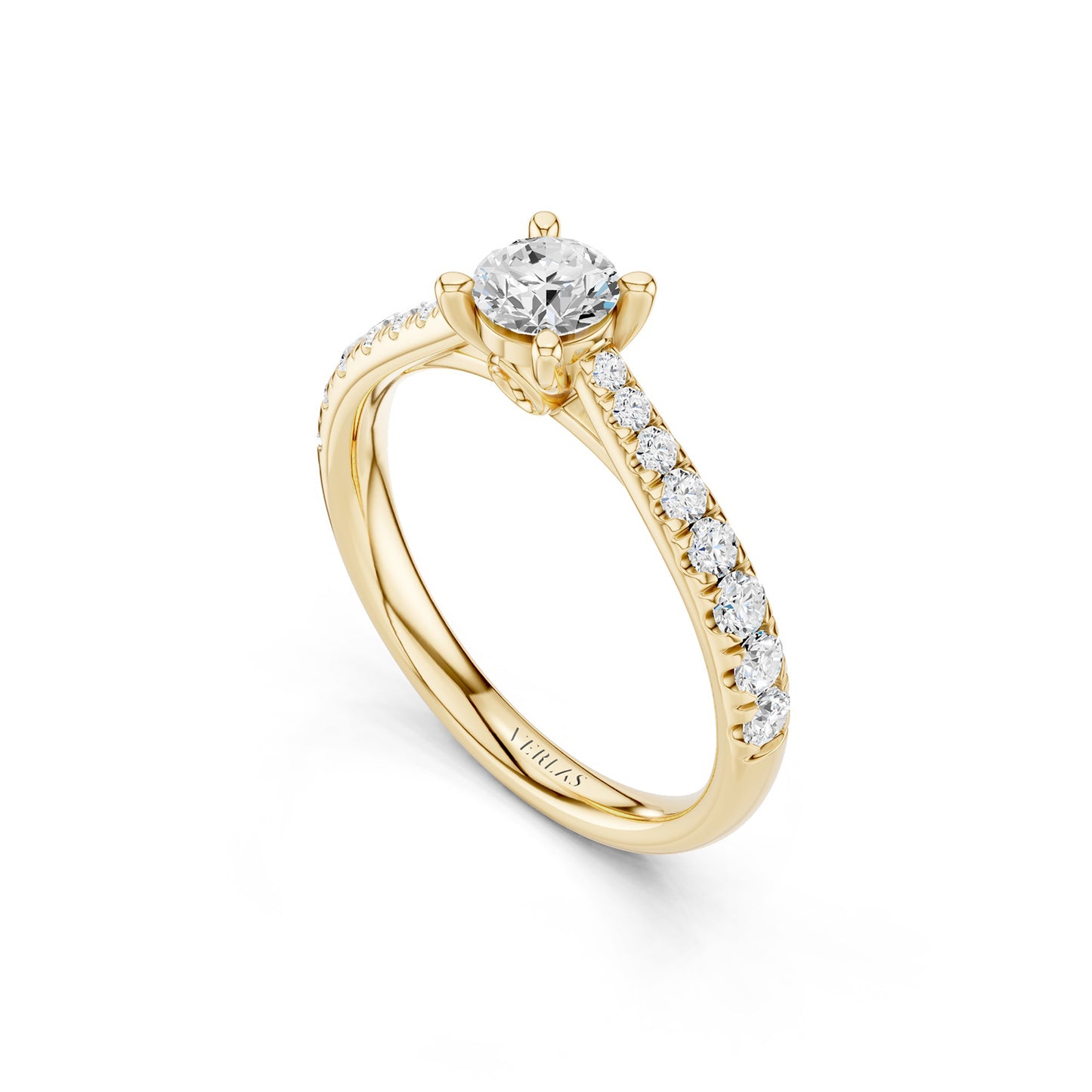 Tapering Round Solitaire Ring