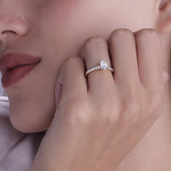 Oval Four-Prong Solitaire Ring