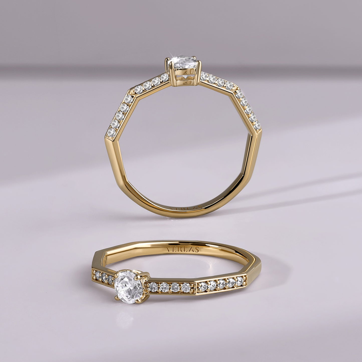 Octad Aura Solitaire Pavé Ring