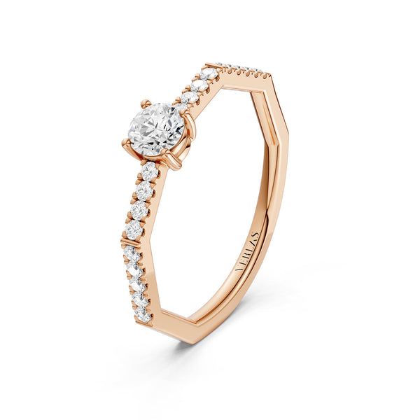 Octad Aura Solitaire Pavé Ring