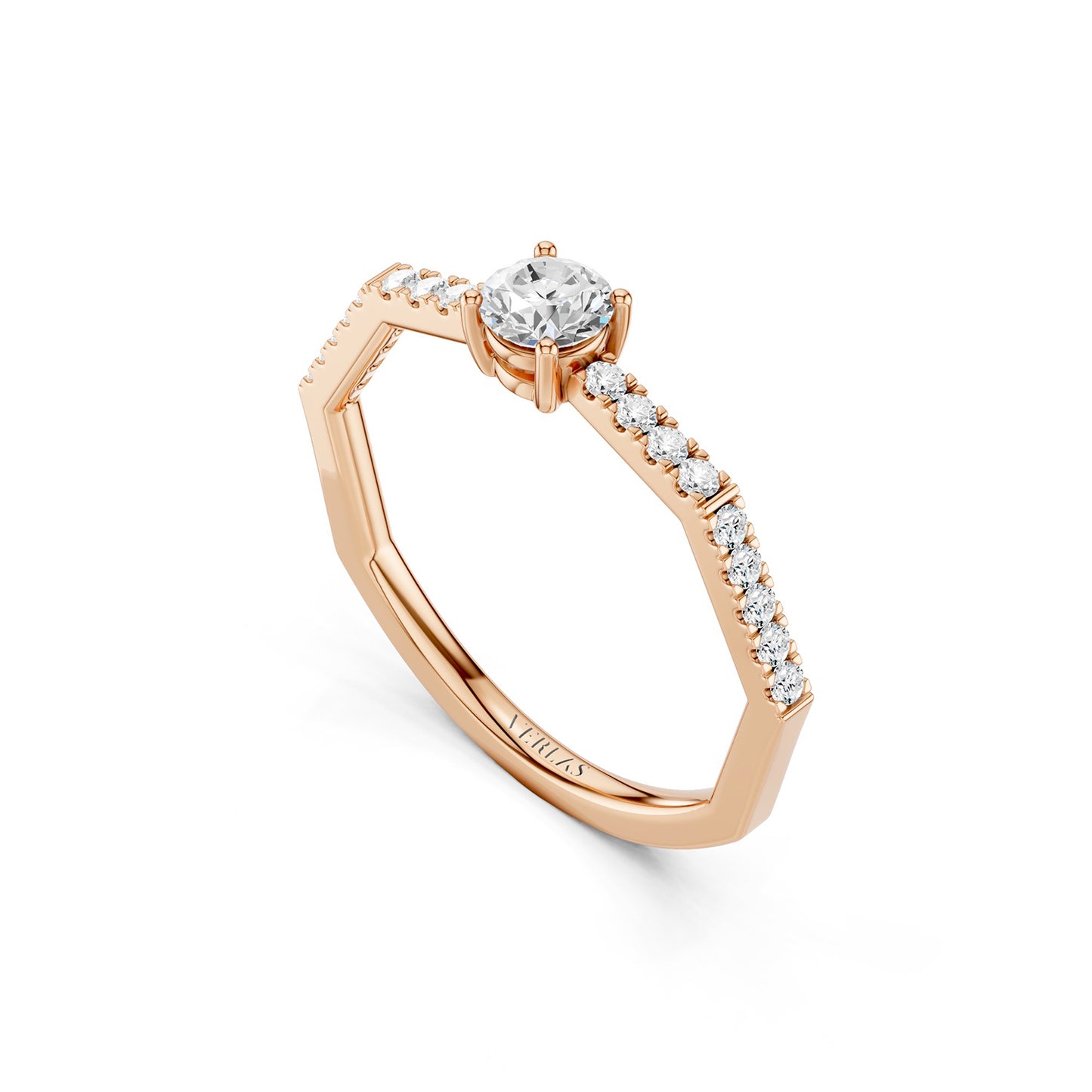 Octad Aura Solitaire Pavé Ring