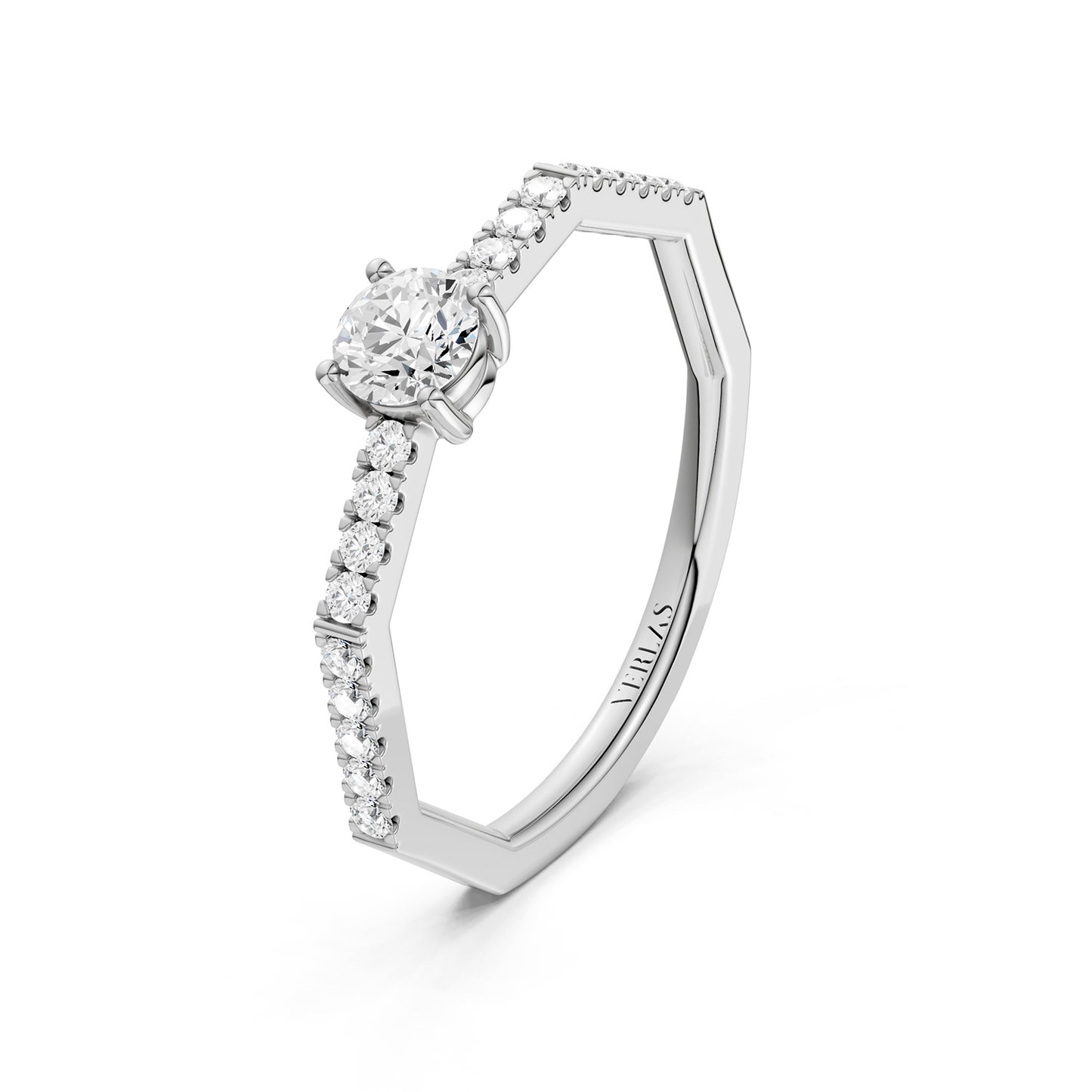 Octad Aura Solitaire Pavé Ring