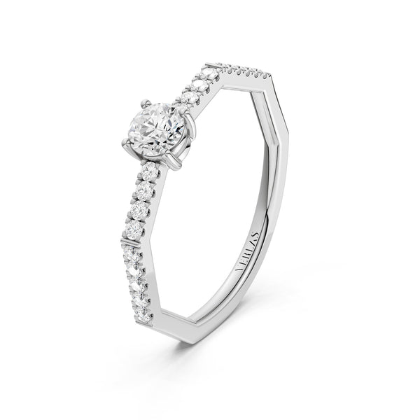 Octad Aura Solitaire Pavé Ring