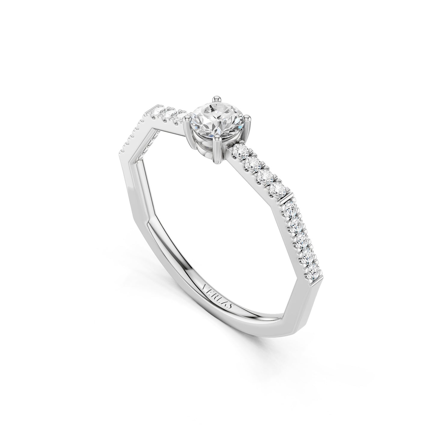 Octad Aura Solitaire Pavé Ring