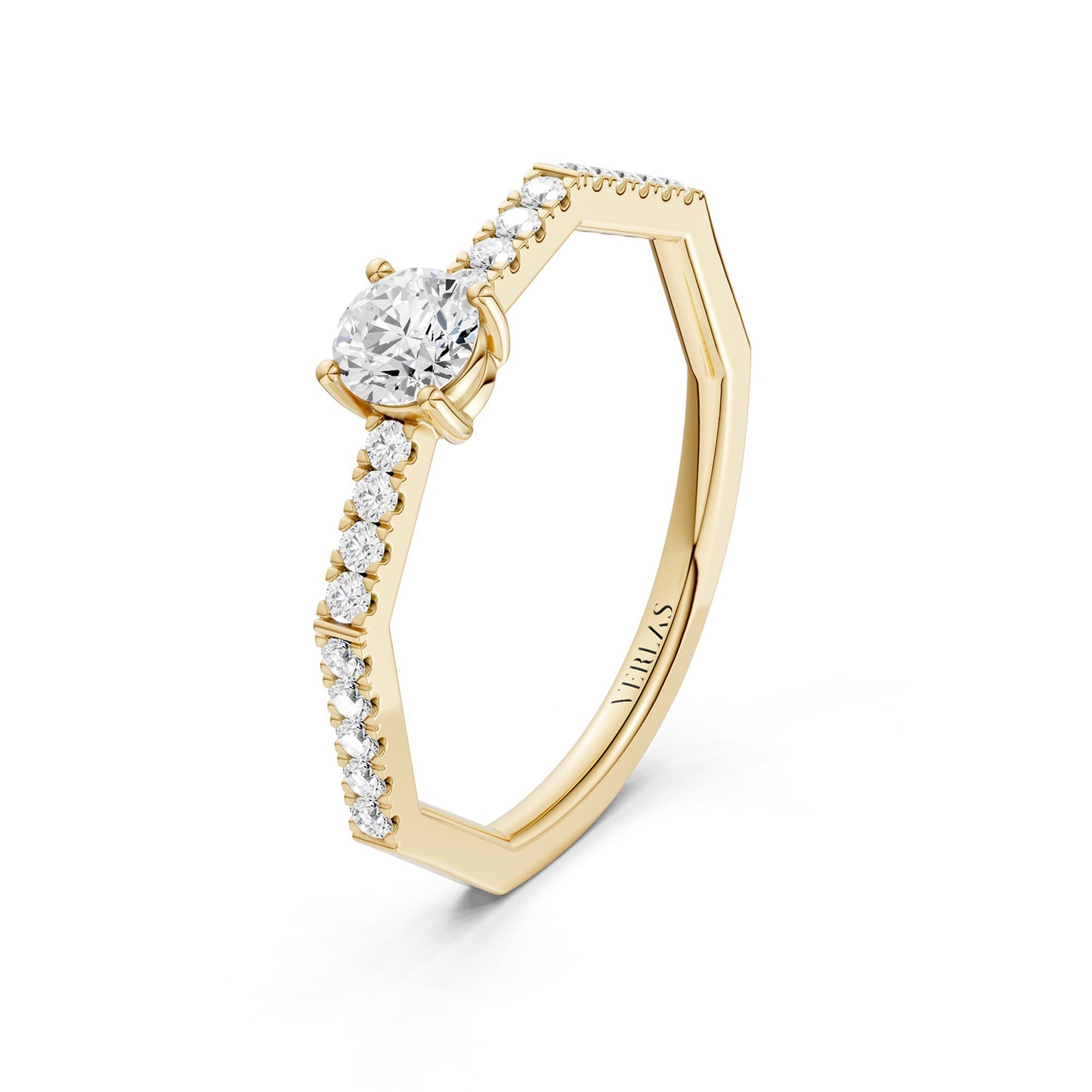 Octad Aura Solitaire Pavé Ring