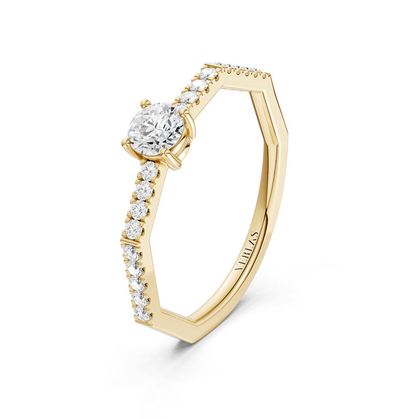 Octad Aura Solitaire Pavé Ring