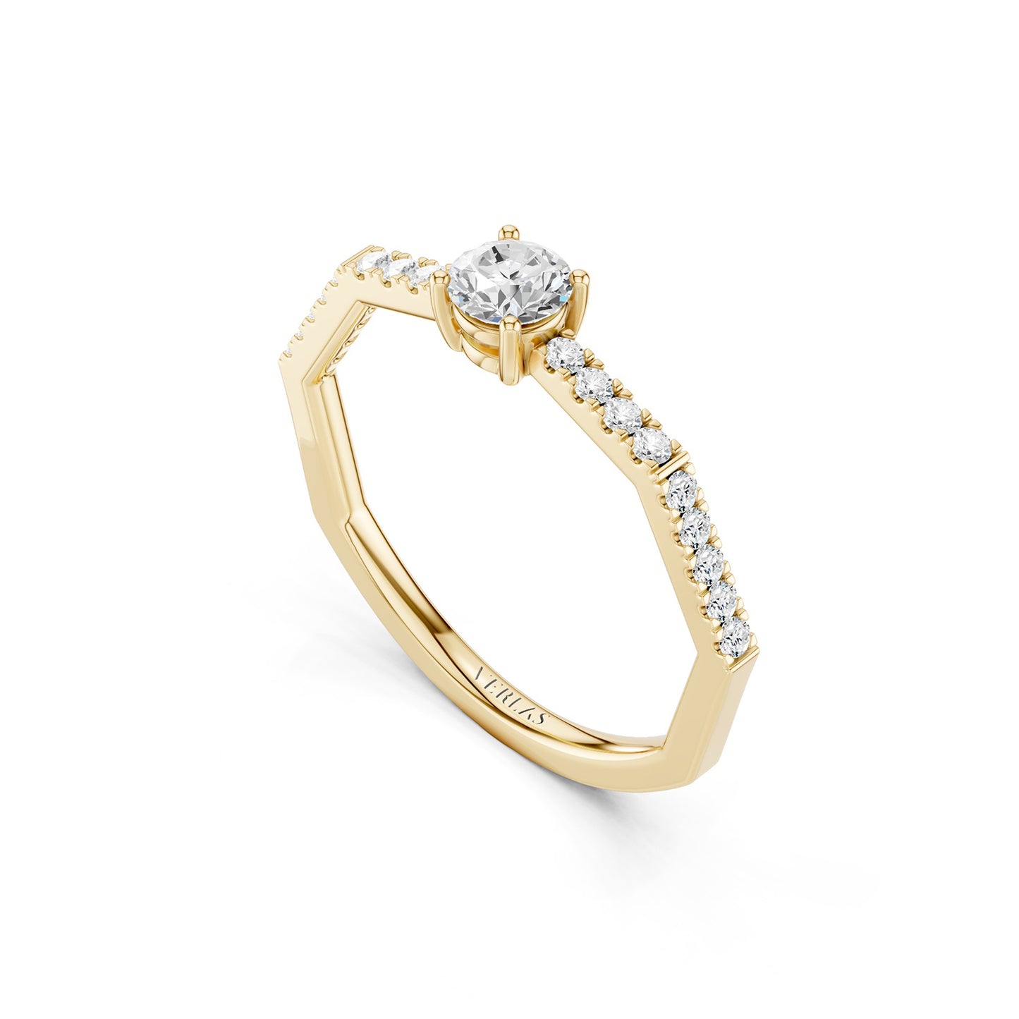 Octad Aura Solitaire Pavé Ring