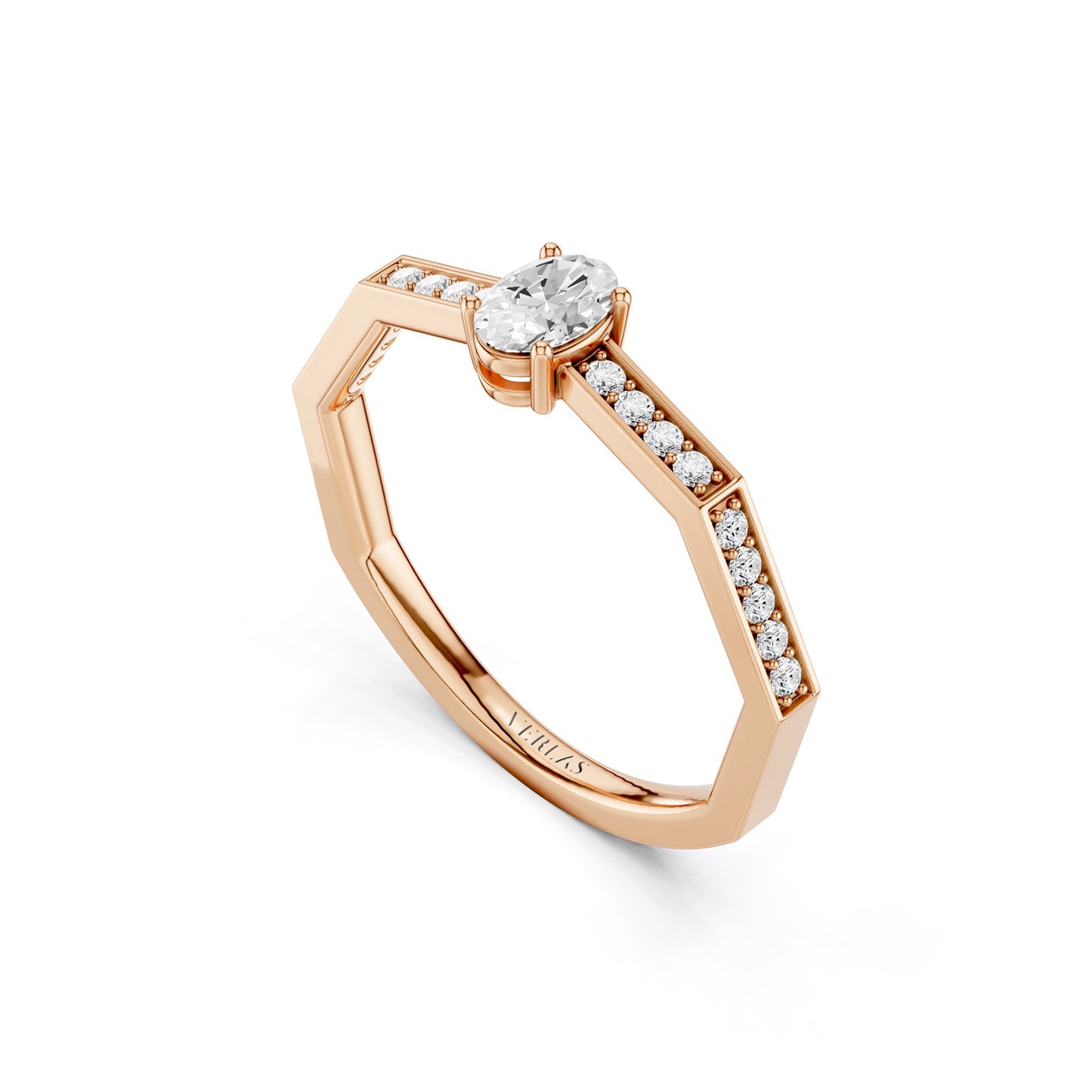 Octad Oval Channel Set Ring