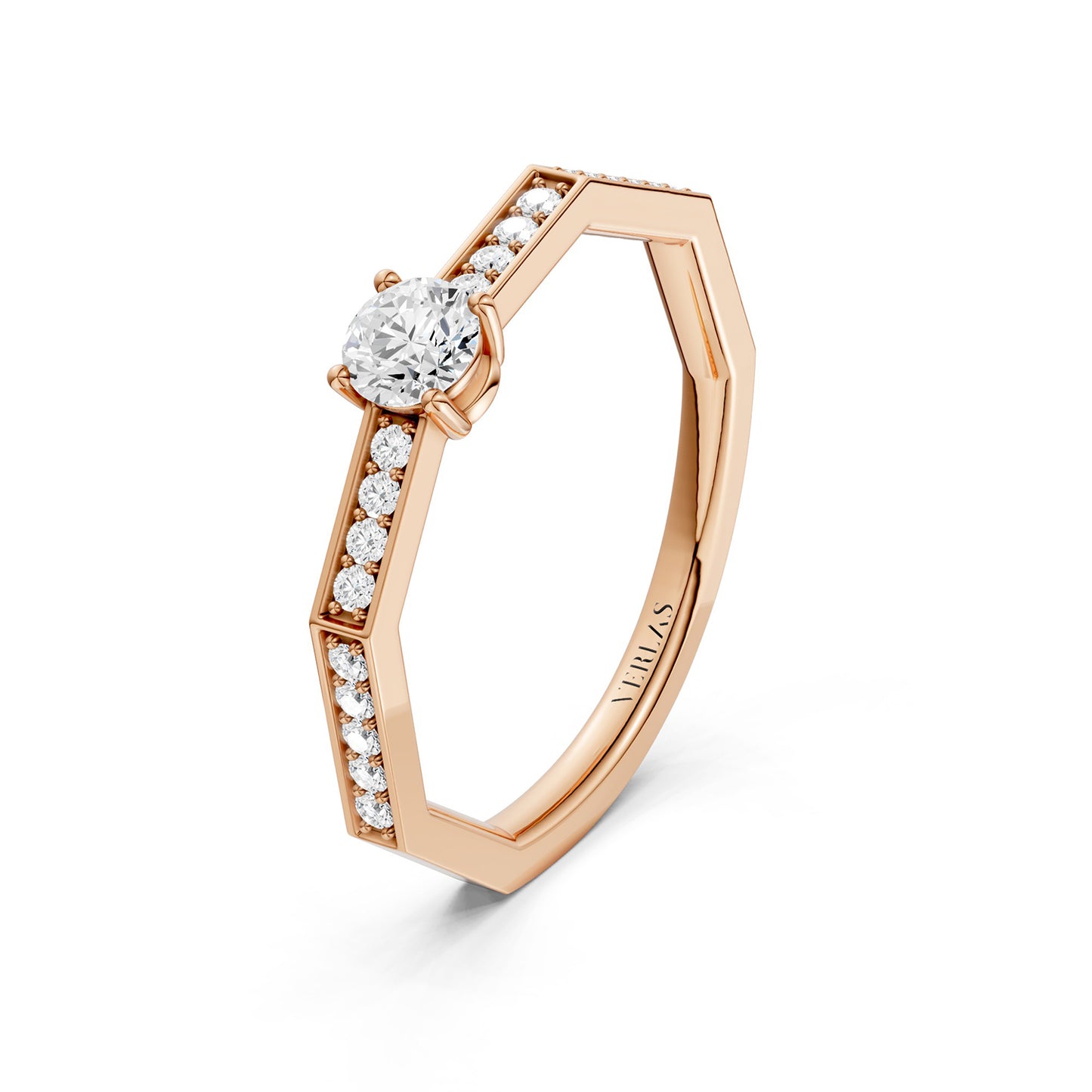 Octad Round Channel Set Ring