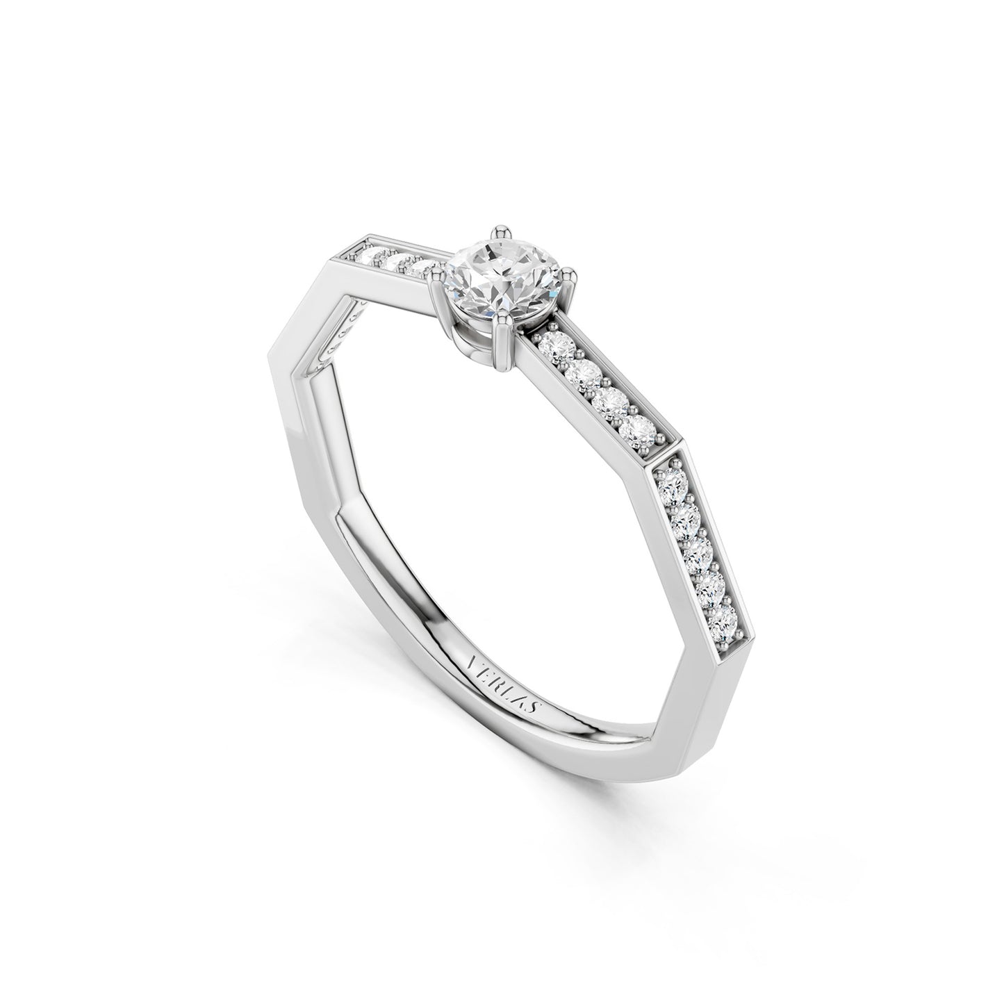 Octad Round Channel Set Ring